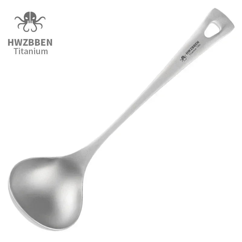 Camping Cooking Unit - Hwzbben-長いハンドル付きのチタンスープスプーン,キャンプ用食器,ポータブル調理,キッチン食器,屋外,ti86