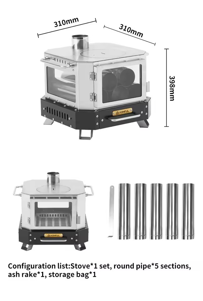 Camping Cooking Unit - HOMFUL ポータブル薪ストーブ 家庭用暖房 薪焚き式 ポータブル屋外キャンプ調理器具 コンプリートセット