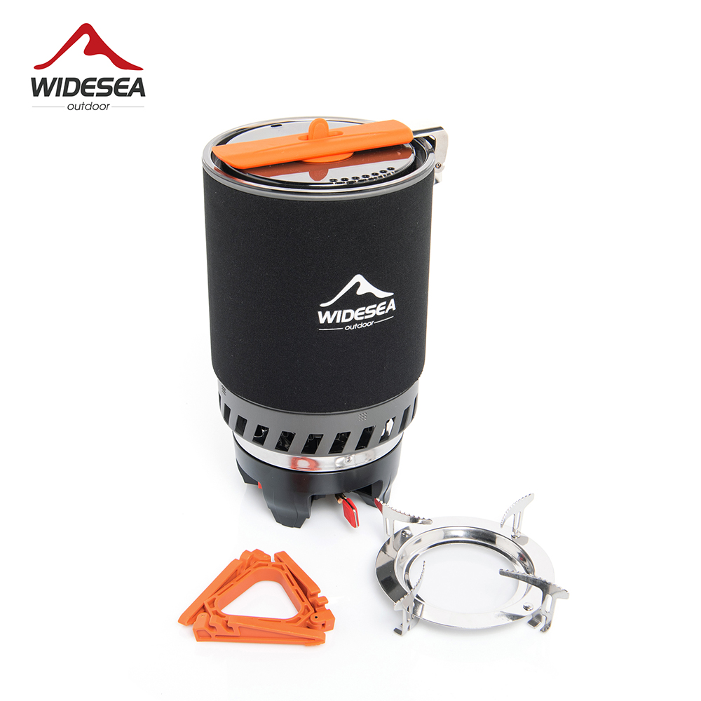 Camping Outdoor Cooking Set - 広範囲の海でのキャンプ用調理システム、熱交換器付き屋外ガスバーナーストーブ、観光用鍋セット、カップ、食器、調理器具、観光、ハイキング