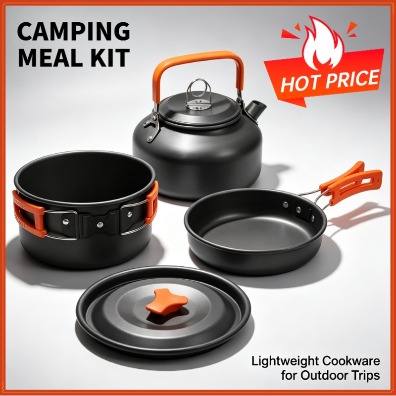 Camping Cooking Unit - キャンプクッキングセット キャンプ調理器具 旅行用食器 アウトドアピクニックセット ティーポット 2～3人用