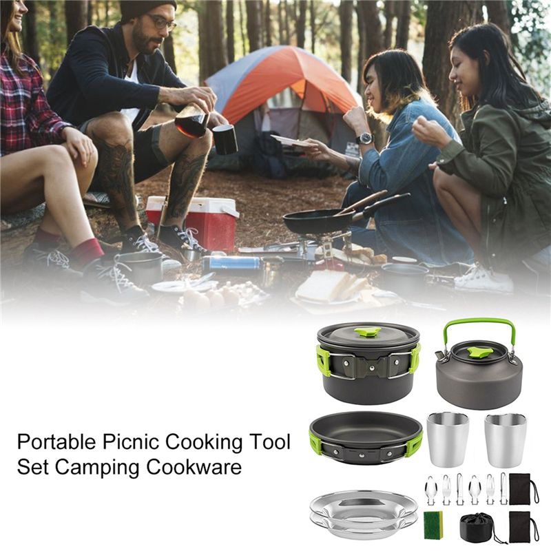 【購入者向け】キャンプ調理器具 ポータブル鍋 フライパン カ - Camping Outdoor Cooking Set のレビューと価格