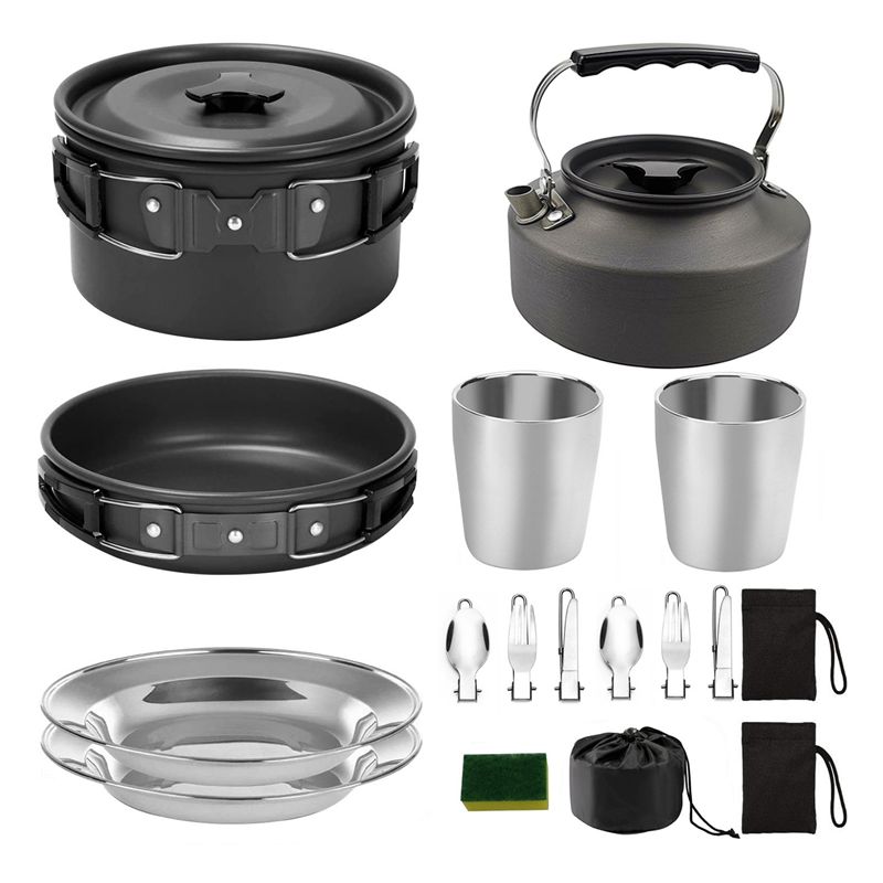【購入者向け】キャンプ調理器具 ポータブル鍋 フライパン カ - Camping Outdoor Cooking Set のレビューと価格