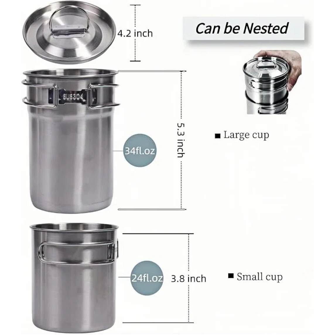 折りたたみ式キャンプカップマグカップキャンプポット調理器具3 - Camping Outdoor Cooking Set のレビューと価格