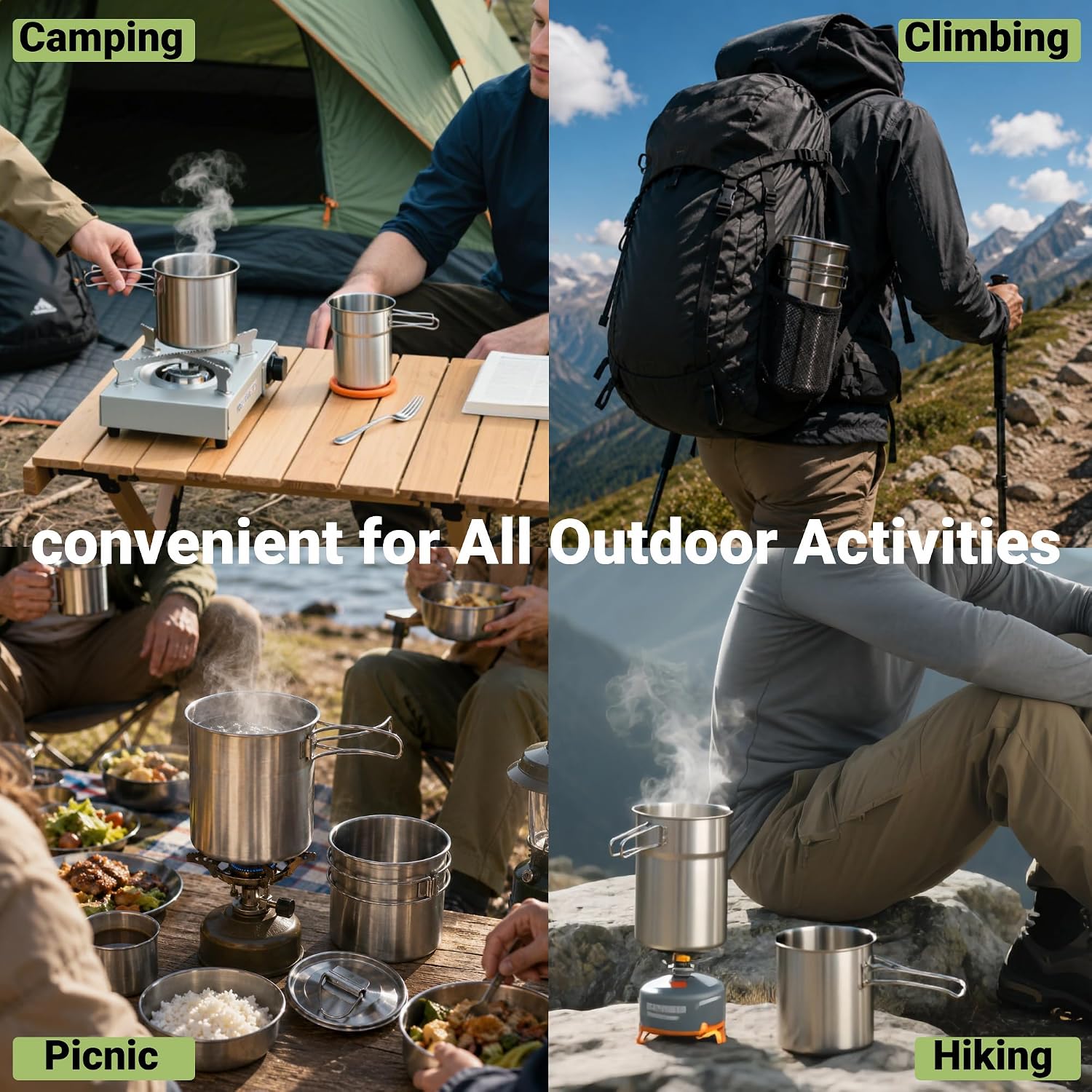 折りたたみ式キャンプカップマグカップキャンプポット調理器具3 - Camping Outdoor Cooking Set のレビューと価格