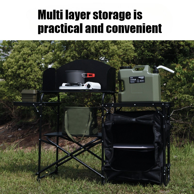 ポータブルキャンプ折りたたみ収納キャビネットアルミ合金屋外安 - Camping Cooking Bench のレビューと価格