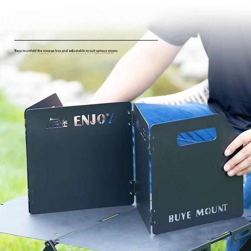 キャンプ用ストーブ風防 4つ折り風よけ ポータブル折りたたみ - Camping Cooking Windscreen のレビューと価格
