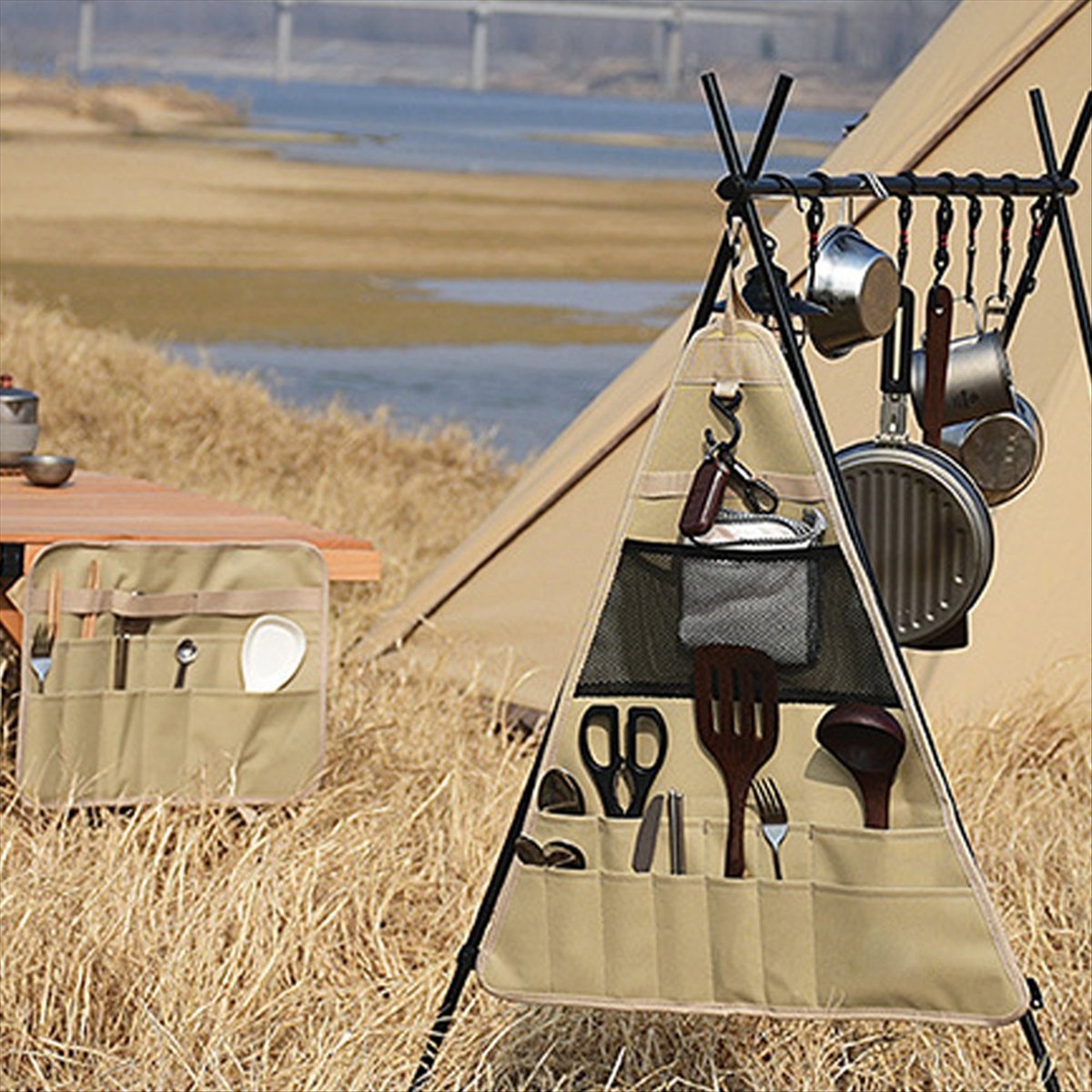ポータブルキャンプ用キッチン用品オーガナイザーバッグ、アウト - Camping Cooking Area のレビューと価格