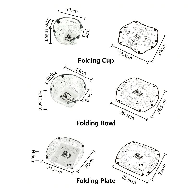1/3個入り折りたたみ式ボウル・カップ・プレートセット、食品 - Camping Cooking Bowl のレビューと価格