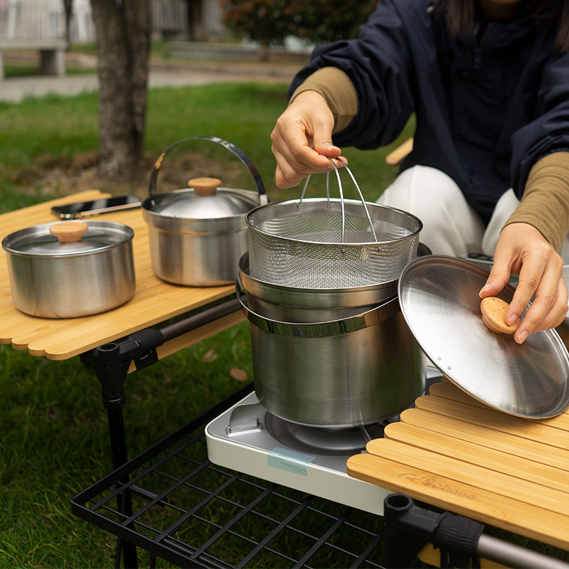 NOBANA 最新の屋外ステンレス鋼ポットセットキャンプファ - Camping Cooking Unit のレビューと価格