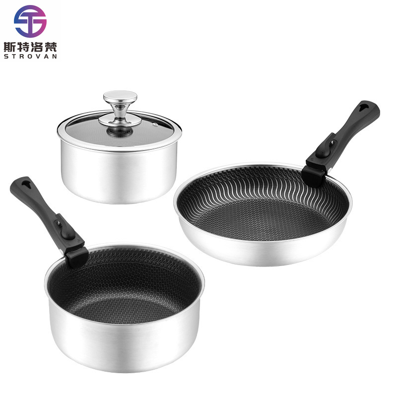 6点セット 3層構造 ステンレス製調理器具セット ハイブリッ - Camping Cooking Set Detachable Handle のレビューと価格