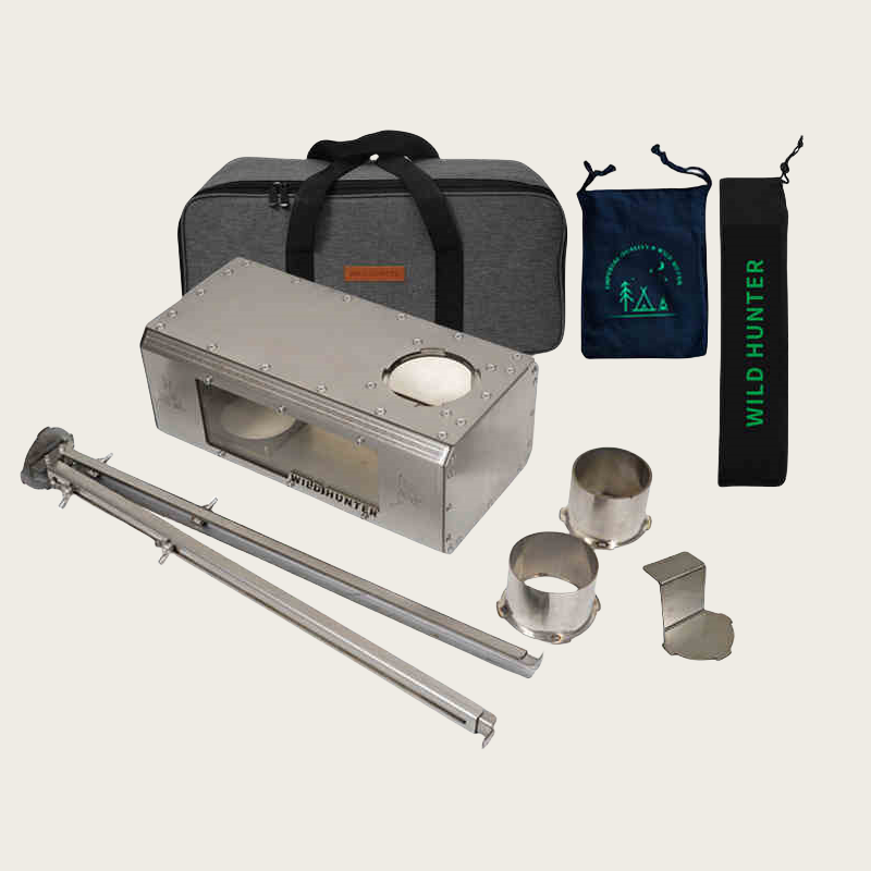キャンプ用薪ストーブ 両面火観察機能付き暖房ストーブ 煙突付 - Camping Cooking Area のレビューと価格