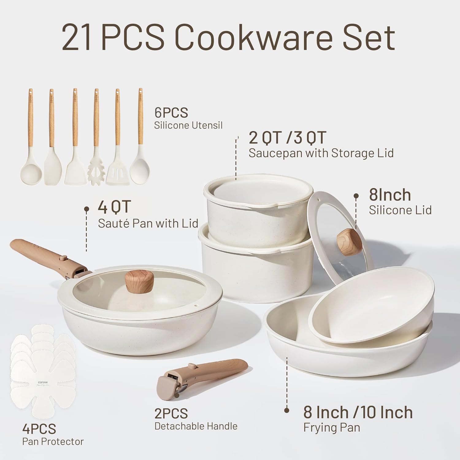 21点調理器具セット ノンスティック鍋フライパン 取り外し可 - Camping Cooking Set Detachable Handle のレビューと価格