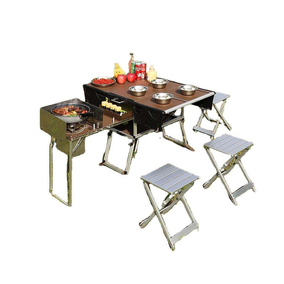 ポータブル屋外折りたたみフードトレーラーモバイルキッチン折り - Camping Cooking And Dining Set のレビューと価格