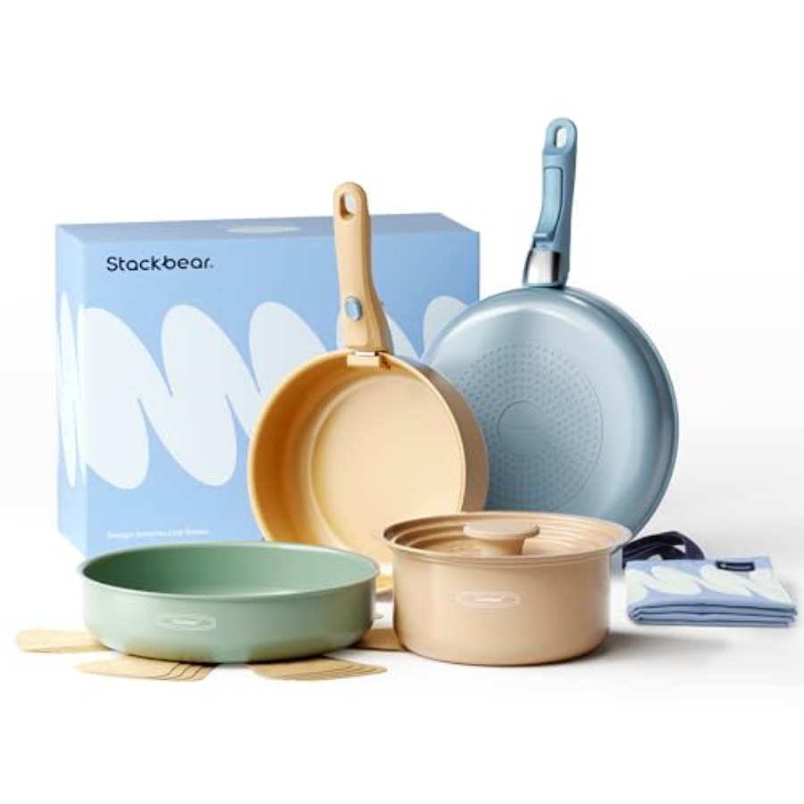 セラミック調理器具セット、取り外し可能なハンドル付き鍋とフラ - Camping Cooking Set Detachable Handle のレビューと価格
