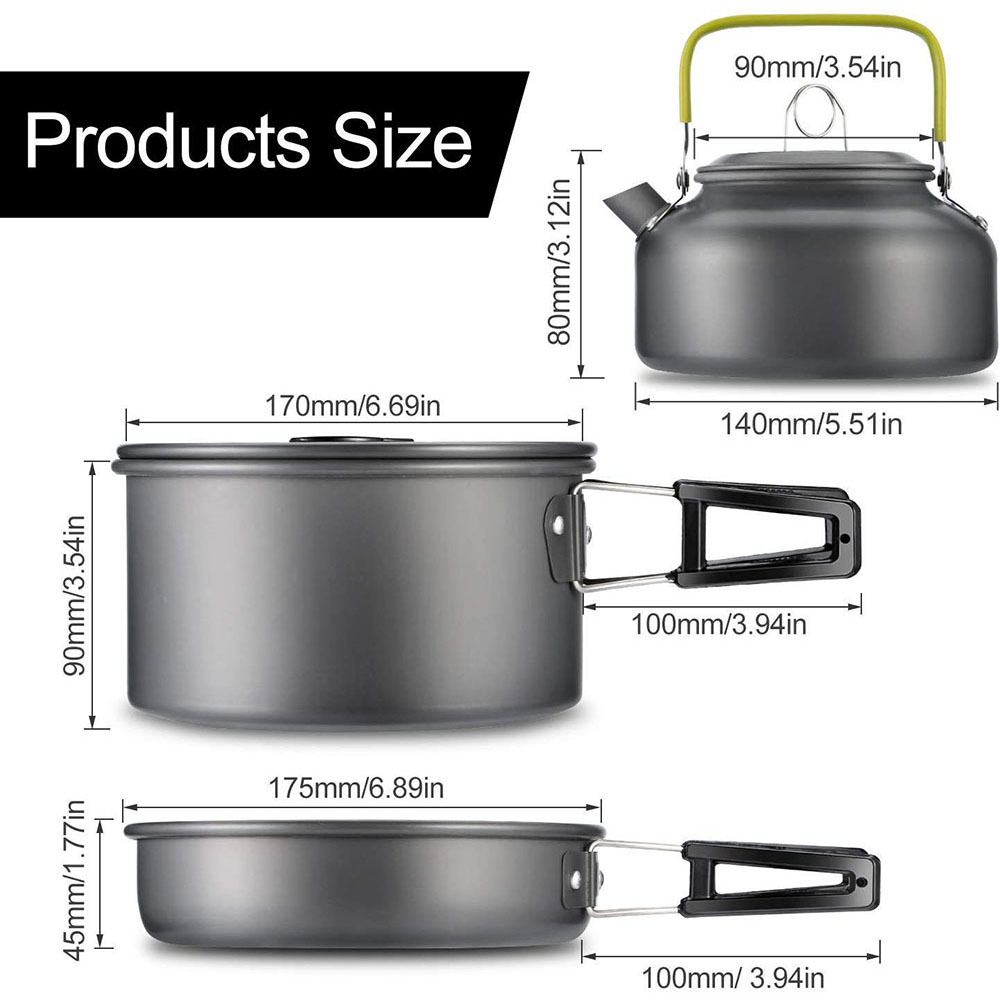 アルミ合金製のアウトドアキャンプ用調理器具セット、鍋にこびり - Camping Outdoor Cooking Set のレビューと価格