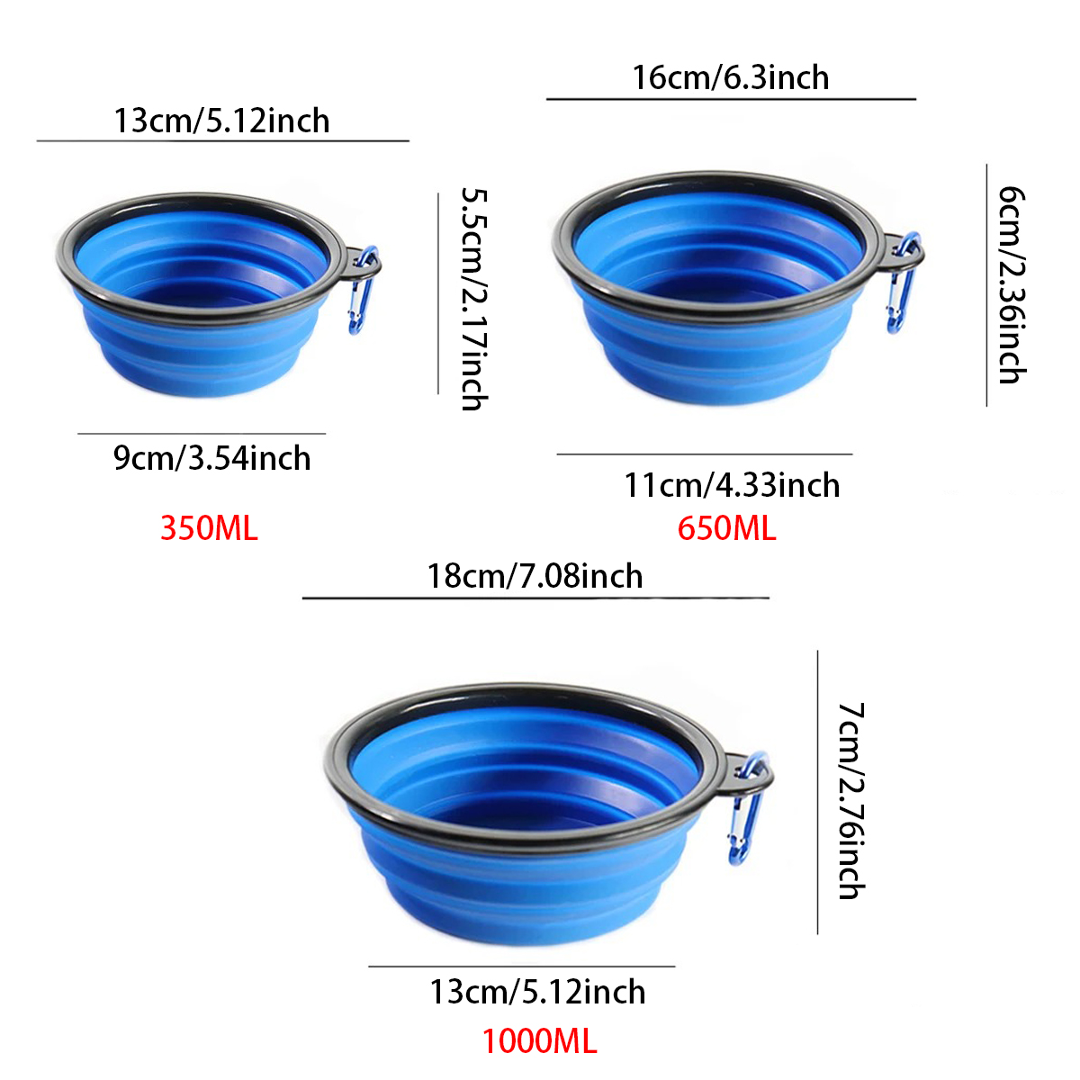 折りたたみ式ペット用シリコン製フードボウル、アウトドアキャン - Camping Cooking Bowl のレビューと価格