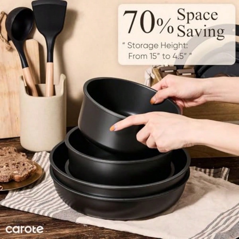 19点セット ノンスティック鍋フライパンセット、取り外し可能 - Camping Cooking Set Detachable Handle のレビューと価格